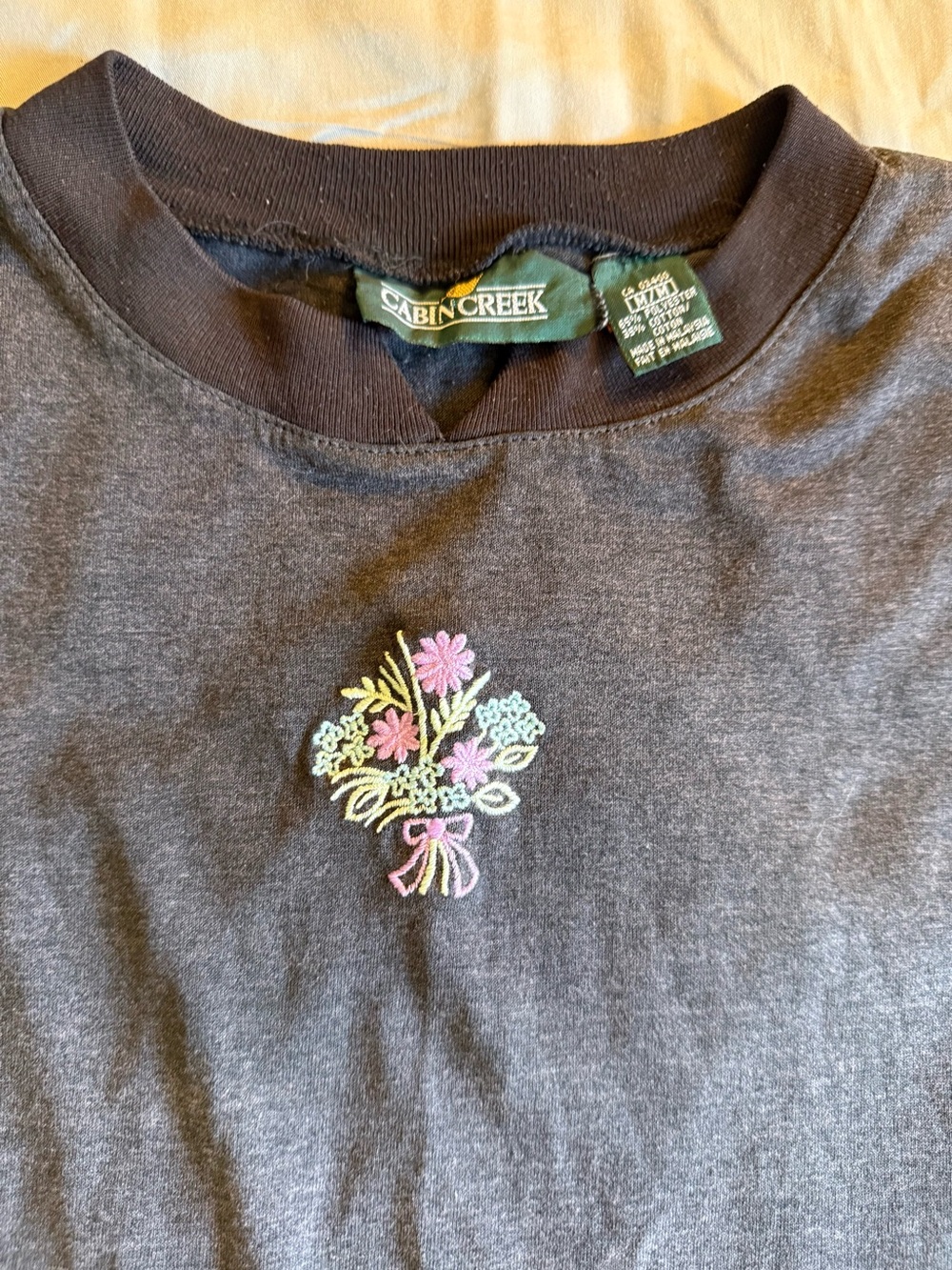 Cabin Creek Black Tank Top with Small Multicolor Floral Motif - Picture 3 of 6